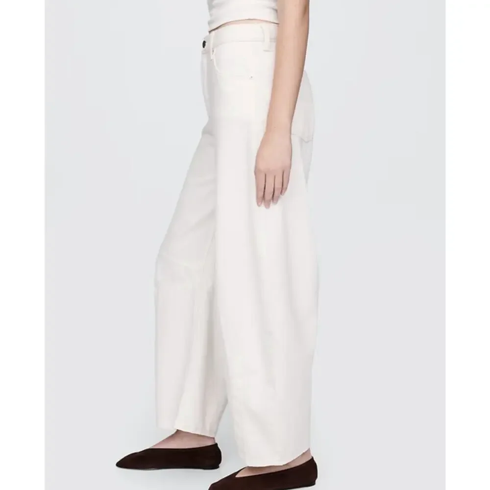 GAP Horseshoe High Rise Wide Leg Jeans Women’s 29 8T Ivory Lyocell - Picture 2 of 8